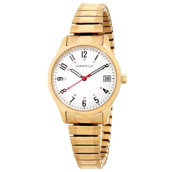 NWT Authentic Bulova Caravelle Traditional Quartz White Dial Women's Watch - Picture 1 of 3